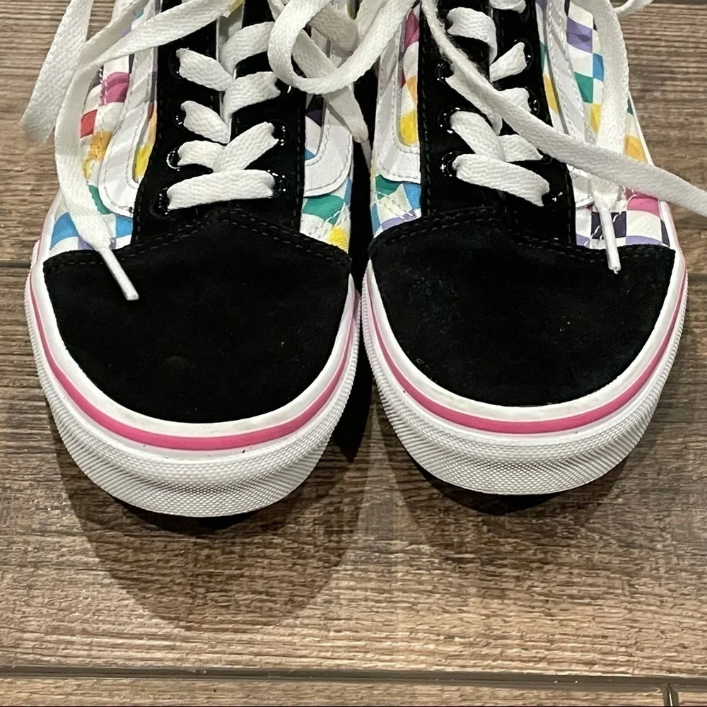 VANS Old Skool Rainbow Checkerboard Skate Shoes Youth Size 3 Unisex